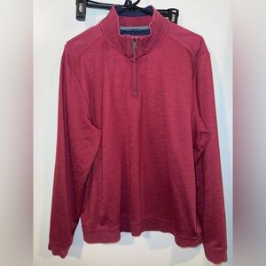 TED BAKER LONDON Academia 1/4 Zip Sweater Mens XL Size 5 Red Casual Preppy